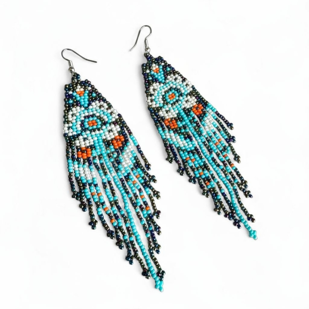 Aia Floral Boho Fringe Beaded Earrings Handmade Retro Jewelry Boheme